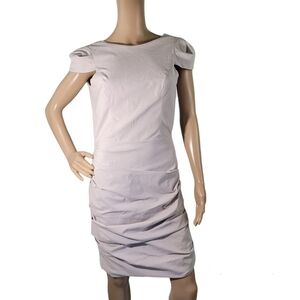 CORPOREUM Women's Light Gray Bodycon Ruched Knee Length Dress Size 40